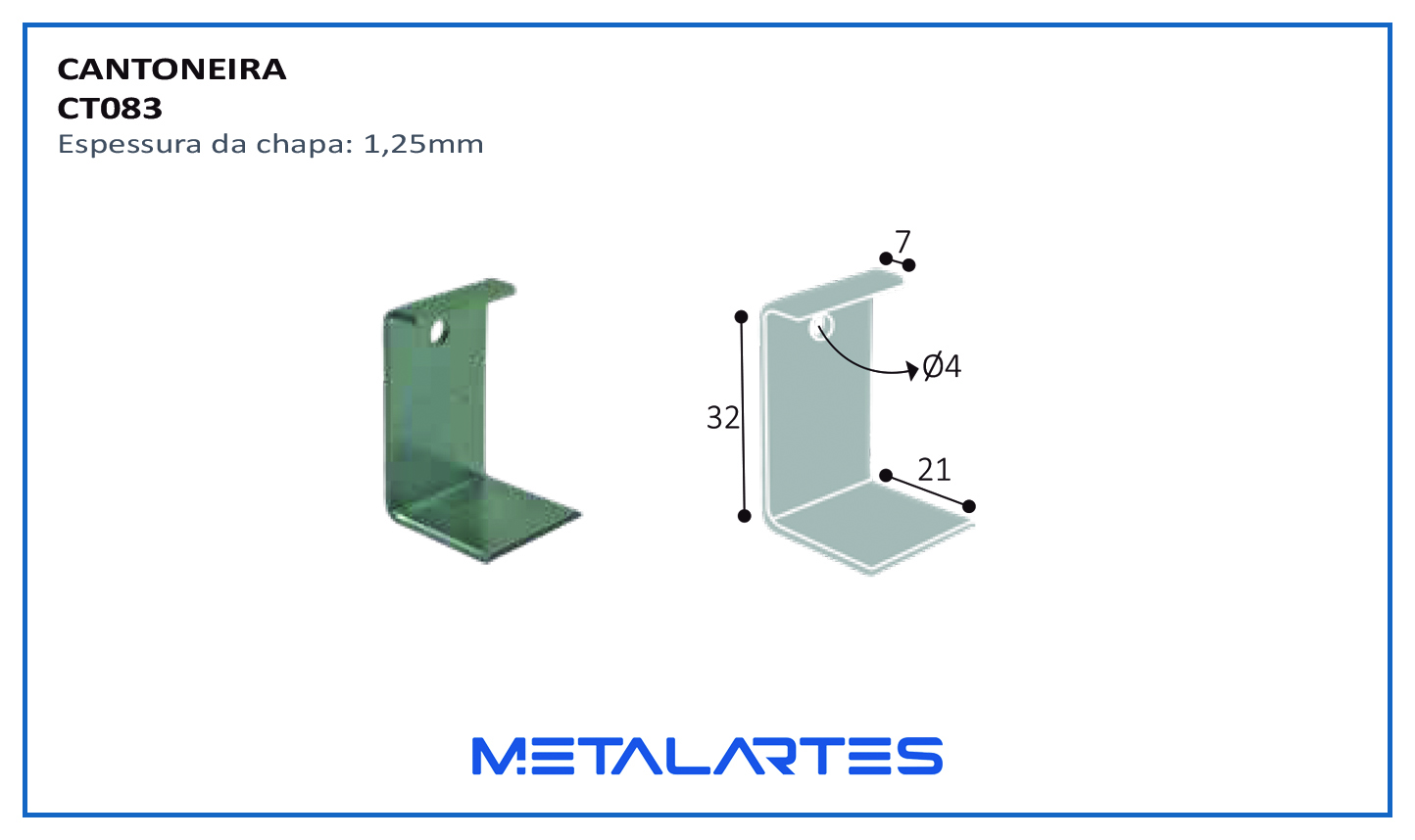 CANTONEIRA CT083 METAL P/GAVETA