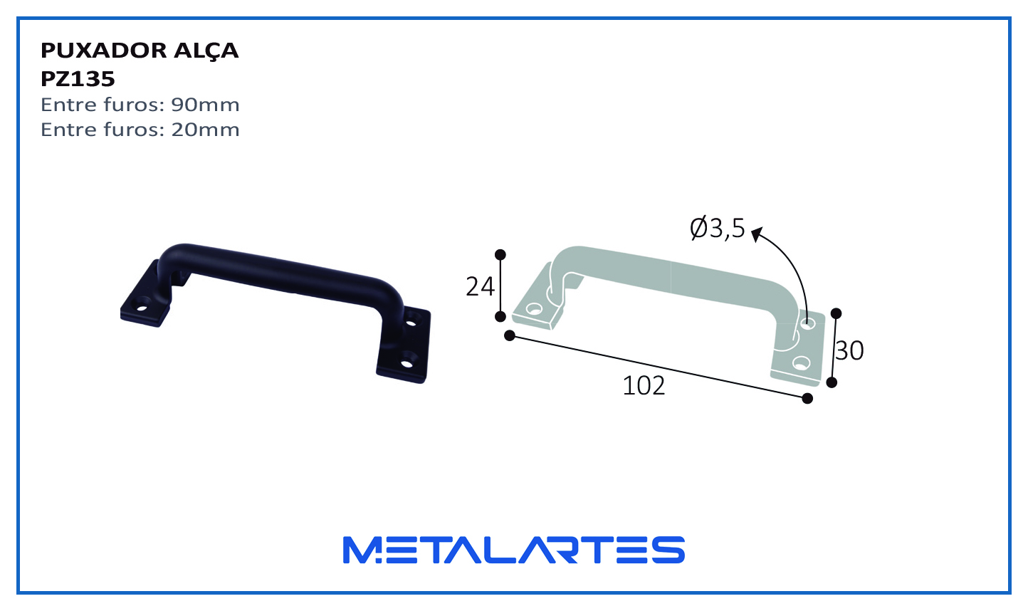 Puxador PZ 135 Alça 100 mm